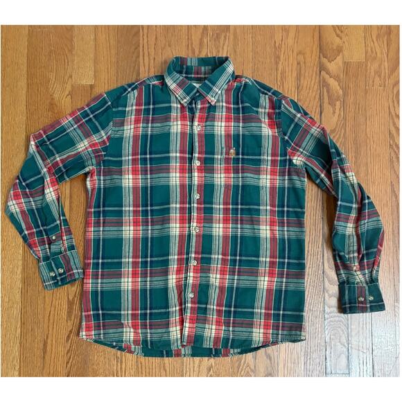 Cozy Cabin Flannels Other - Kiel James Patrick Cozy Cabin Flannels Plaid Shirt Men L Green Red Cotton Button